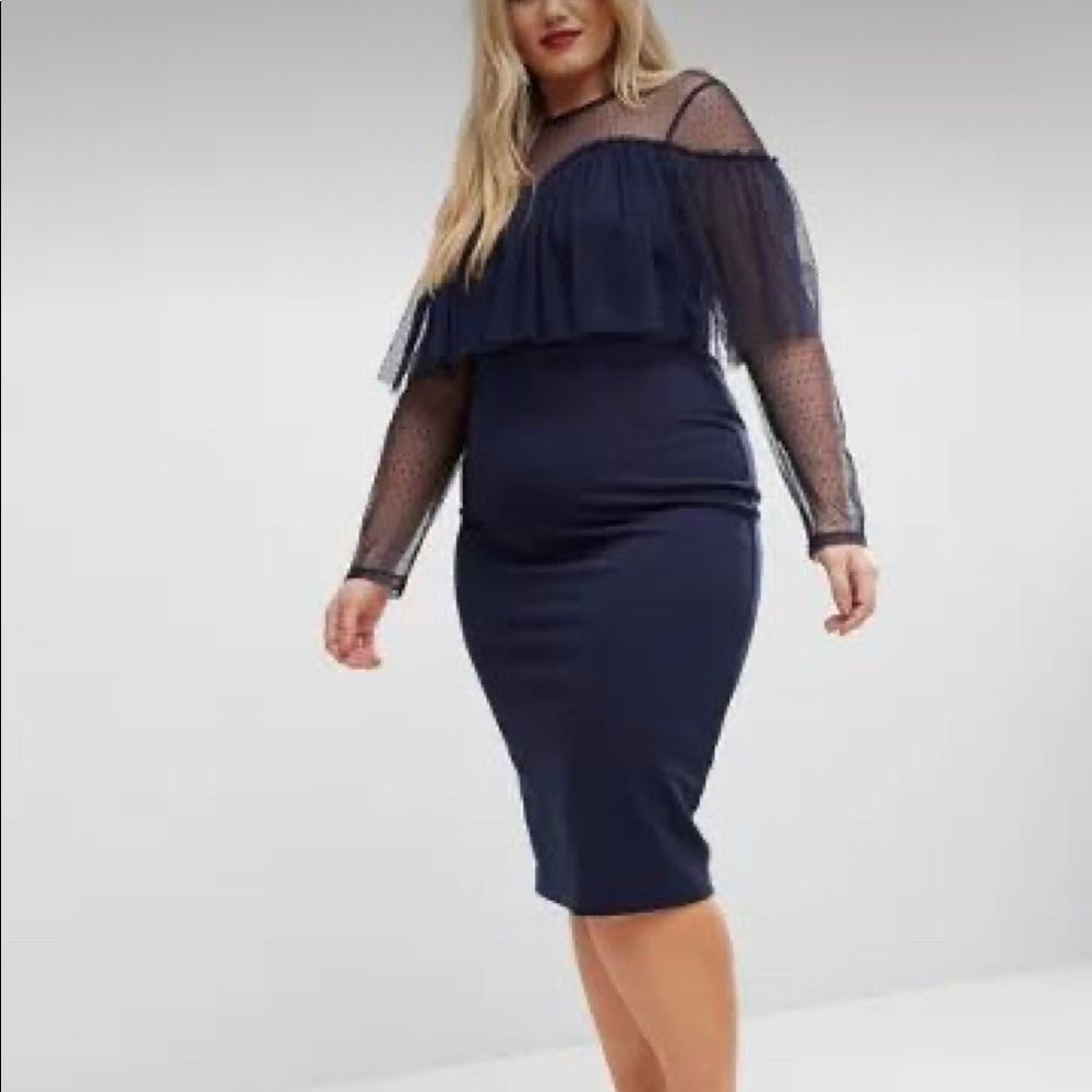 ASOS Navy blue sheer top dress. - Picture 5 of 6